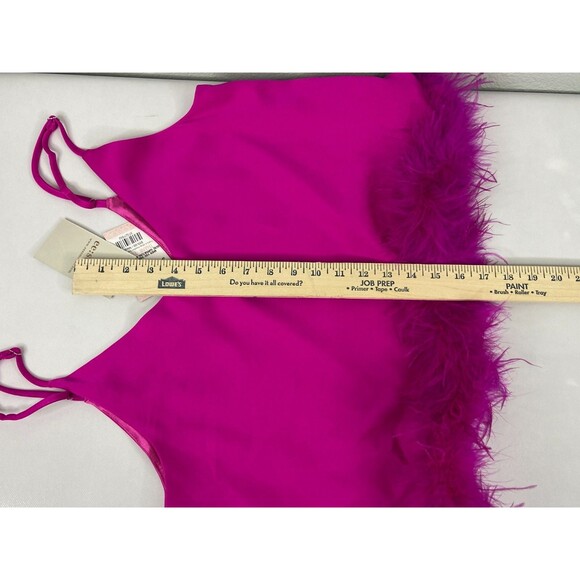 eesome Women Medium Bright Pink Camisole Top Feather Trim Sexy NWT - Picture 9 of 9